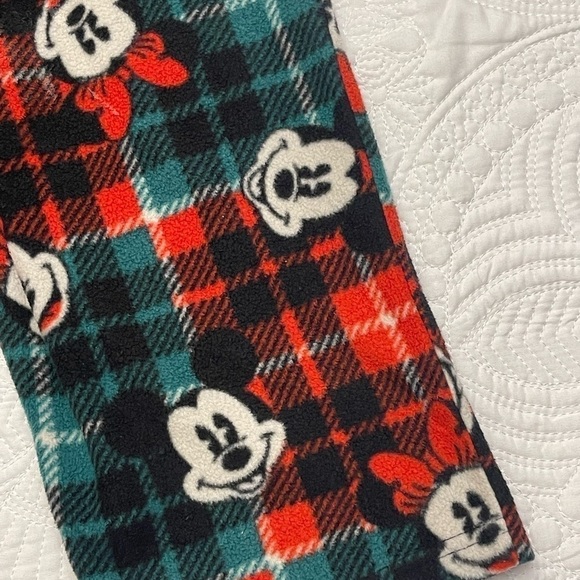 Disney Retro Mickey & Minnie Mouse Plaid Christmas Fleece Pajama Pants - Picture 2 of 5